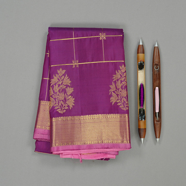Hayagrivas Purple Handloom Kanjivaram Silk Saree KBD2076C3-1