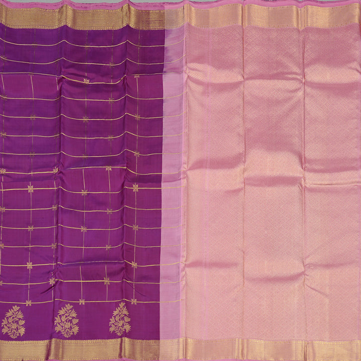 Hayagrivas Purple Handloom Kanjivaram Silk Saree KBD2076C3-1
