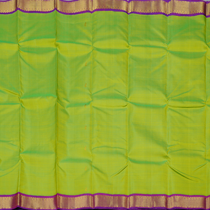 Hayagrivas Handloom Kanjivaram Silk Saree in Radiant Fluorescent Green KBD2077C2-1