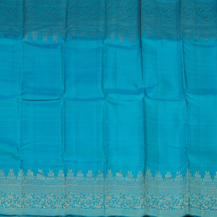 Hayagrivas Handloom Sky Blue Kanjivaram Silk Saree KBD2086C2-2