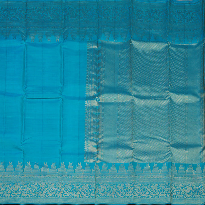 Hayagrivas Handloom Sky Blue Kanjivaram Silk Saree KBD2086C2-2