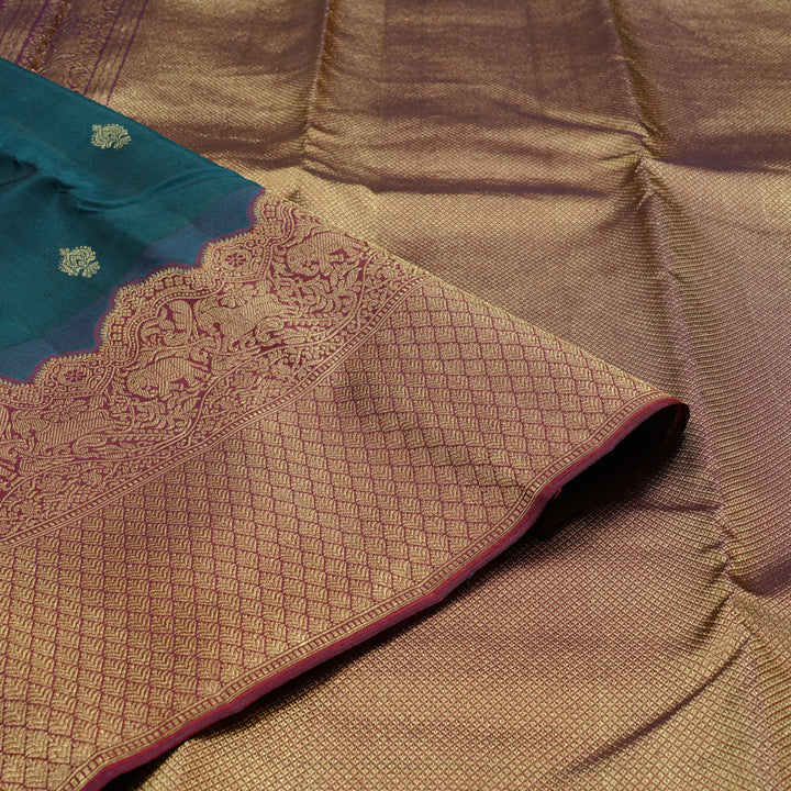 Hayagrivas Handloom Kanjivaram Silk Saree in Intense Bottle Green KBD2086C4-1