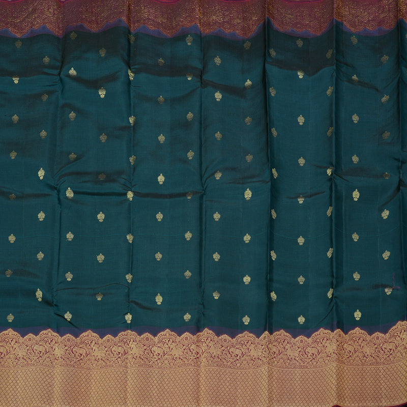 Hayagrivas Handloom Kanjivaram Silk Saree in Intense Bottle Green KBD2086C4-1