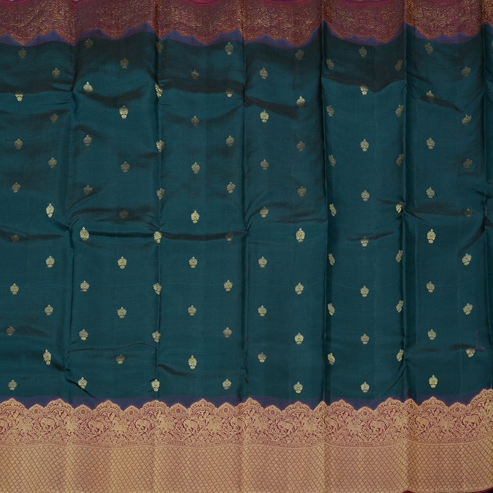 Hayagrivas Handloom Kanjivaram Silk Saree in Intense Bottle Green KBD2086C4-1