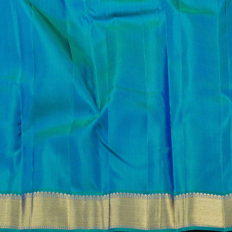 Hayagrivas Peach Pink Handloom Kanjivaram Silk Saree with Peacock Blue Border KBD2088C1-1