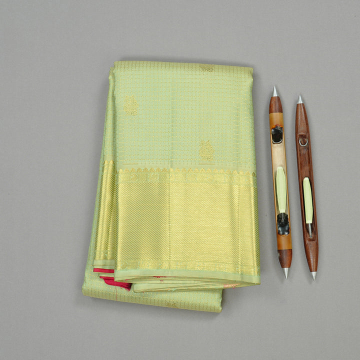 Hayagrivas Handloom Kanjivaram Silk Saree in Lustrous Pista Green KBD2088C10-2