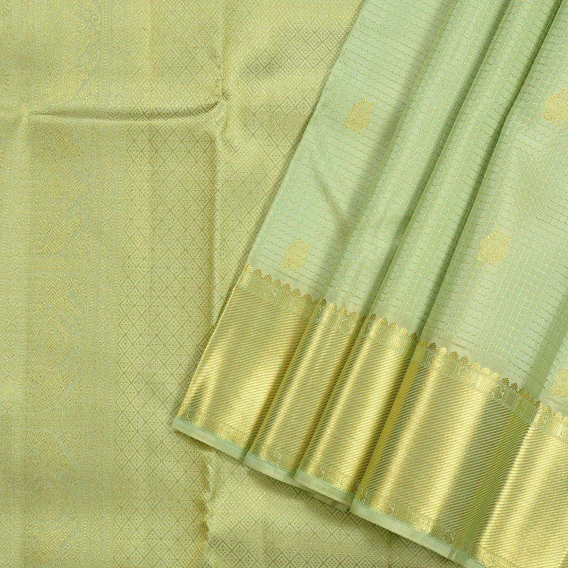 Hayagrivas Handloom Kanjivaram Silk Saree in Lustrous Pista Green KBD2088C10-2