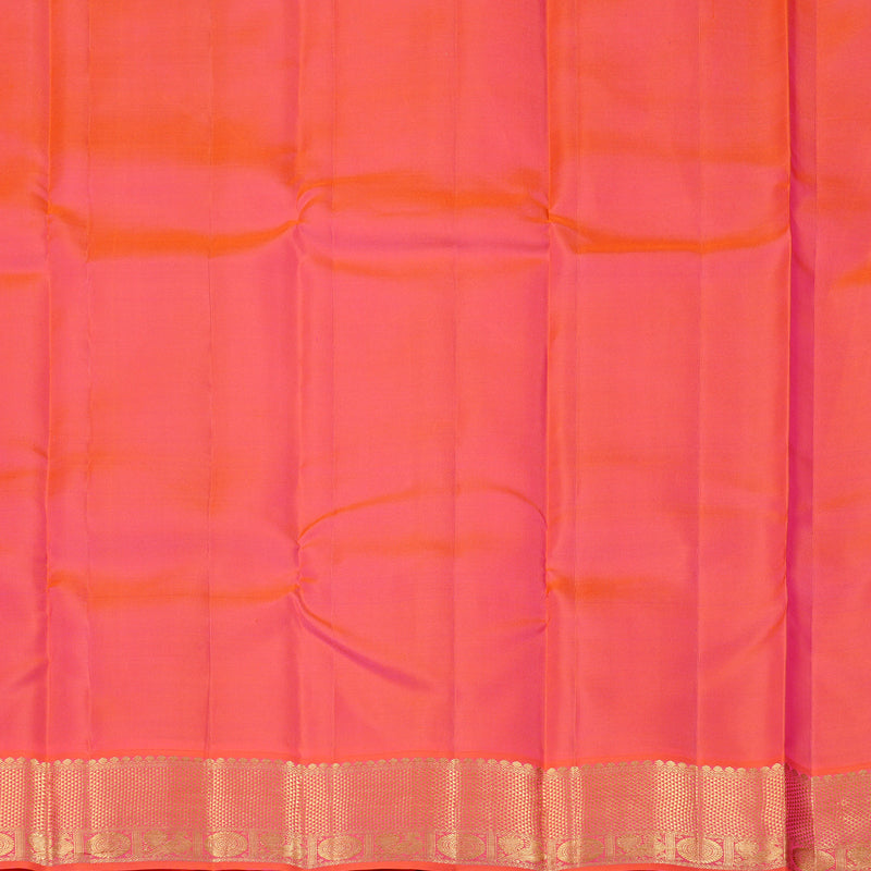 Hayagrivas Peacock Blue Handloom Kanjivaram Silk Saree with Orangish Pink Border KBD2088C11-3