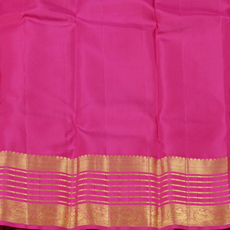 Hayagrivas Peacock Blue Handloom Kanjivaram Silk Saree with Pink Border KBD2088C2-4