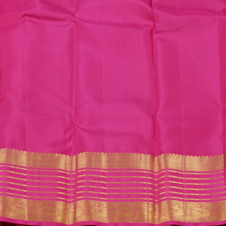 Hayagrivas Peacock Blue Handloom Kanjivaram Silk Saree with Pink Border KBD2088C2-4
