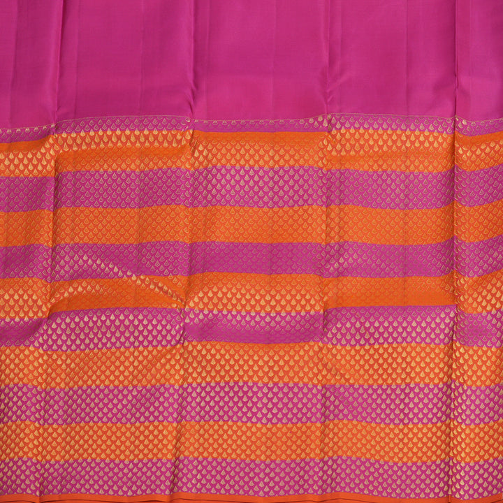 Hayagrivas Handloom Pista Green Kanjivaram Silk Saree with Orange & Pink Border KBD2088C6-8