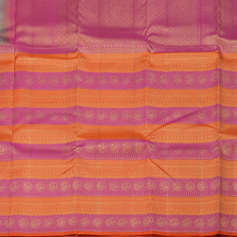 Hayagrivas Handloom Pista Green Kanjivaram Silk Saree with Orange & Pink Border KBD2088C6-8