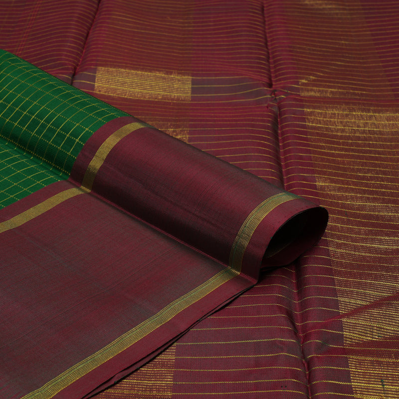 Hayagrivas Handloom Bottle Green Kanjivaram Silk Saree with Manthalir border KBD2089C12-1