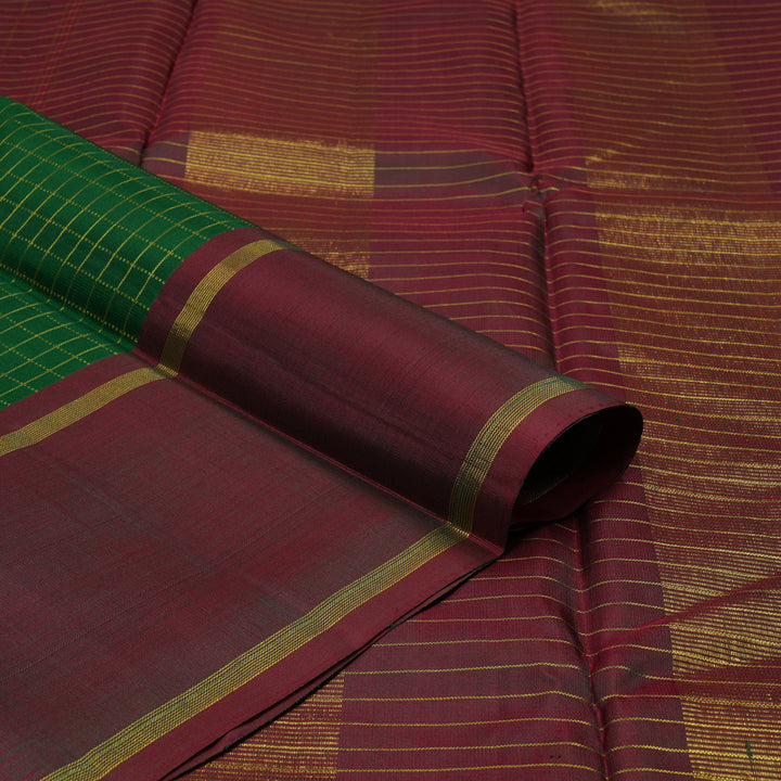 Hayagrivas Handloom Bottle Green Kanjivaram Silk Saree with Manthalir border KBD2089C12-1