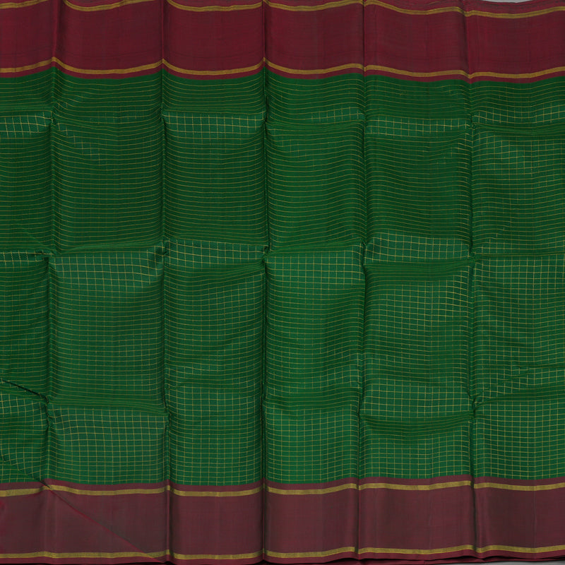 Hayagrivas Handloom Bottle Green Kanjivaram Silk Saree with Manthalir border KBD2089C12-1