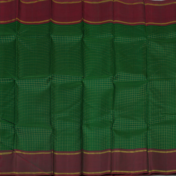 Hayagrivas Handloom Bottle Green Kanjivaram Silk Saree with Manthalir border KBD2089C12-1