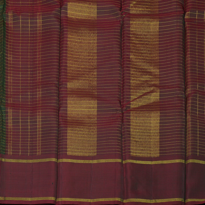 Hayagrivas Handloom Bottle Green Kanjivaram Silk Saree with Manthalir border KBD2089C12-1