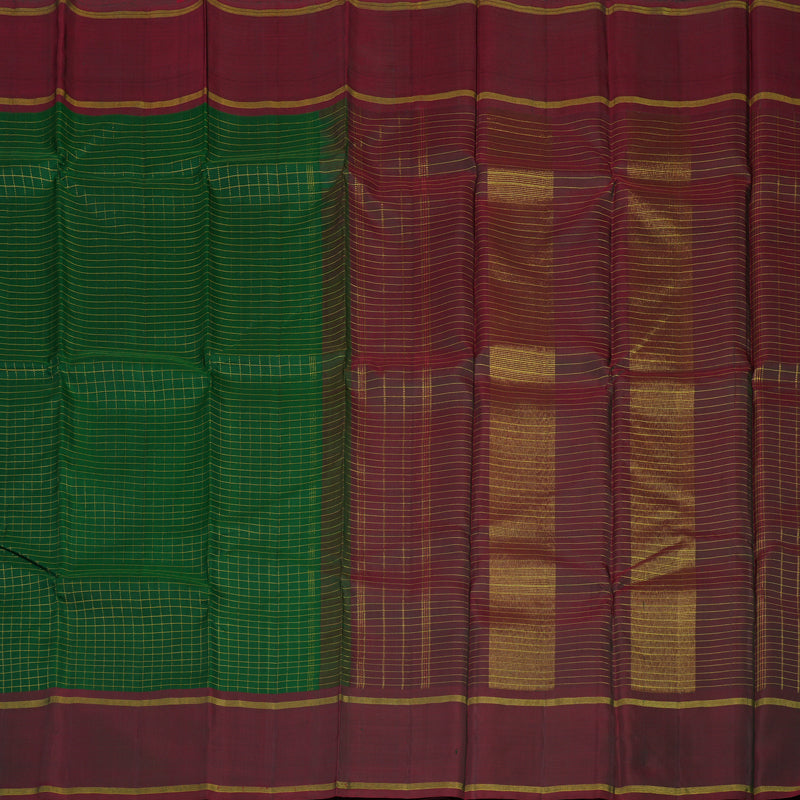 Hayagrivas Handloom Bottle Green Kanjivaram Silk Saree with Manthalir border KBD2089C12-1