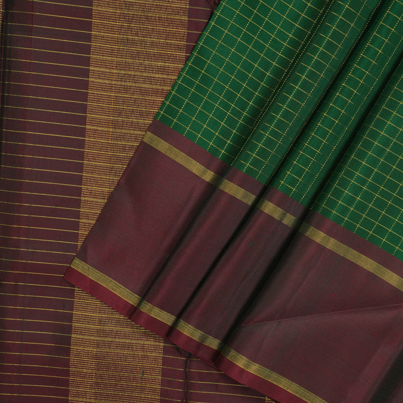 Hayagrivas Handloom Bottle Green Kanjivaram Silk Saree with Manthalir border KBD2089C12-1