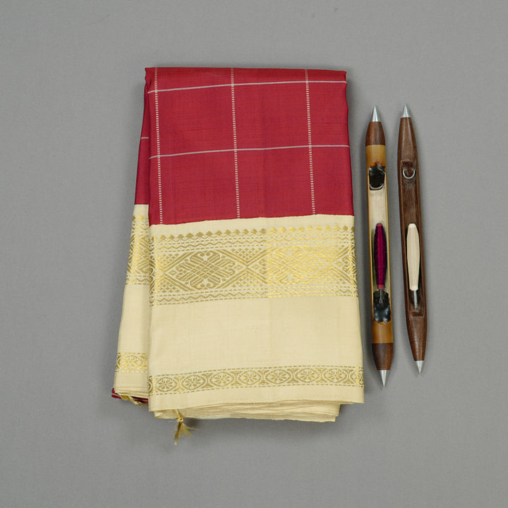 Hayagrivas Handloom Kanjivaram Silk Saree in Majestic Maroon Red KBD2091C1-5