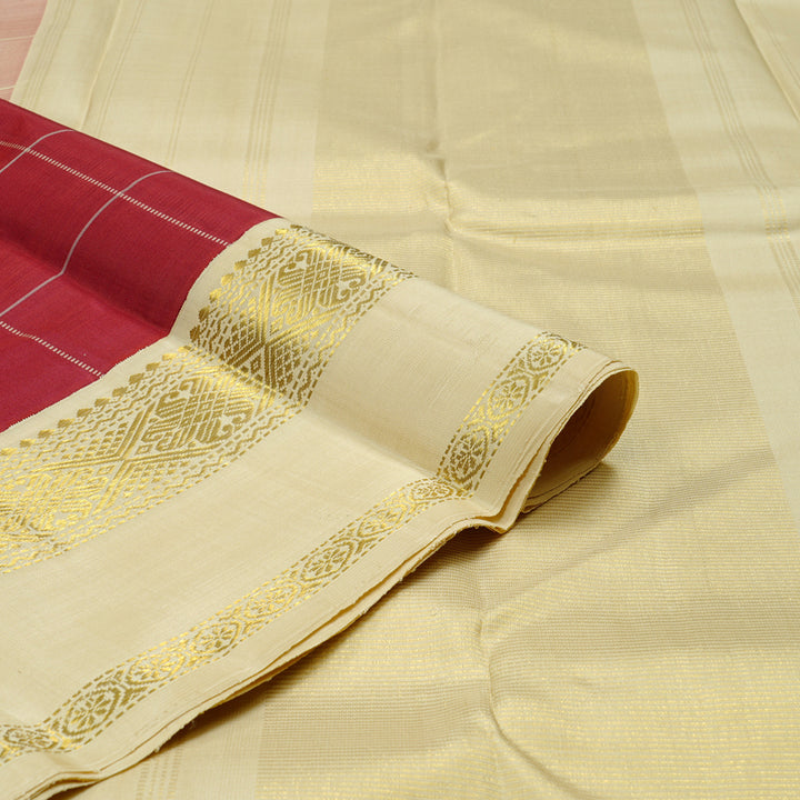 Hayagrivas Handloom Kanjivaram Silk Saree in Majestic Maroon Red KBD2091C1-5