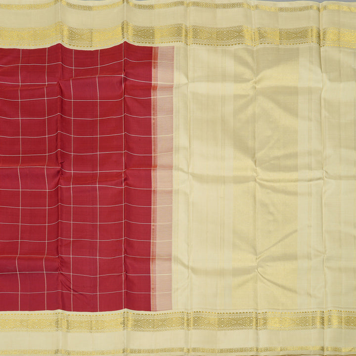 Hayagrivas Handloom Kanjivaram Silk Saree in Majestic Maroon Red KBD2091C1-5