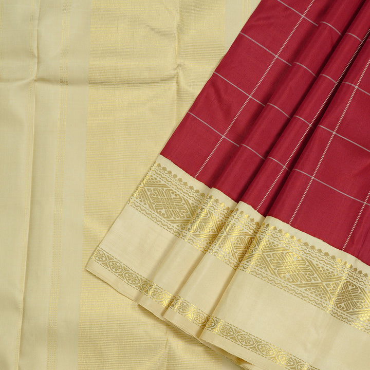 Hayagrivas Handloom Kanjivaram Silk Saree in Majestic Maroon Red KBD2091C1-5