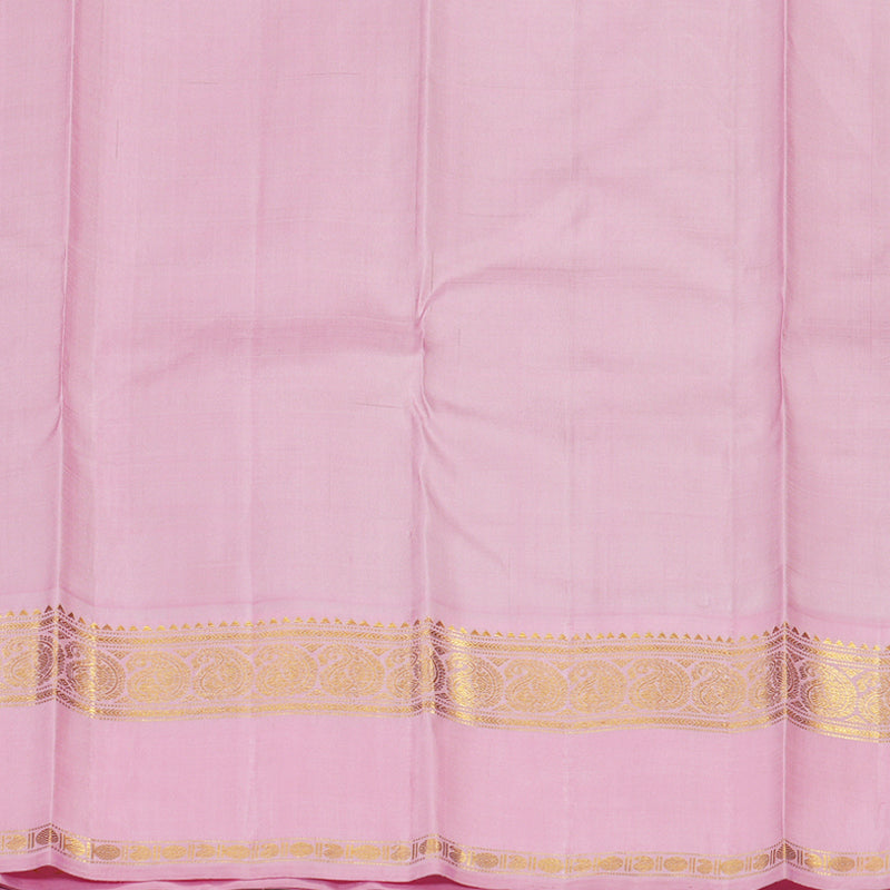 Hayagrivas Handloom Pista Green Kanjivaram Silk Saree with Baby Pink Border KBD2091C1-9
