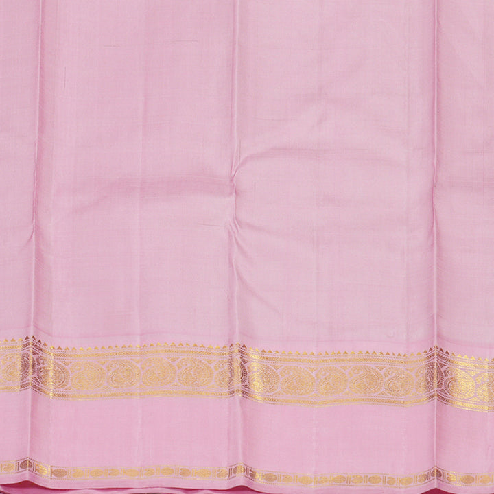 Hayagrivas Handloom Pista Green Kanjivaram Silk Saree with Baby Pink Border KBD2091C1-9