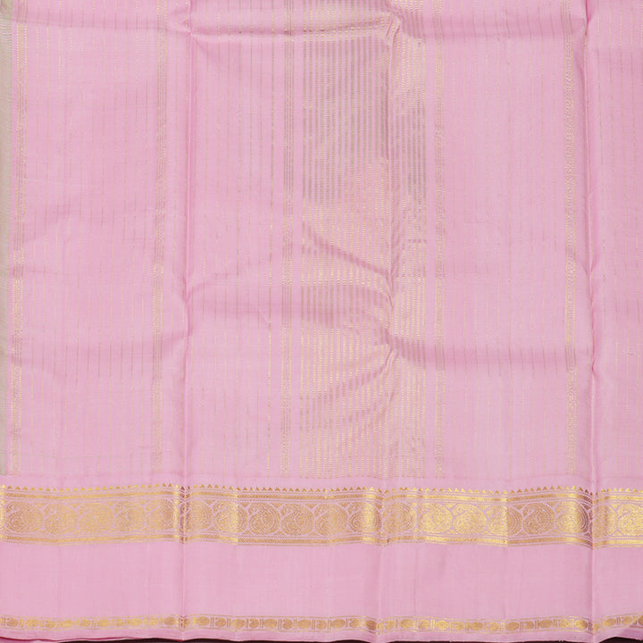 Hayagrivas Handloom Pista Green Kanjivaram Silk Saree with Baby Pink Border KBD2091C1-9