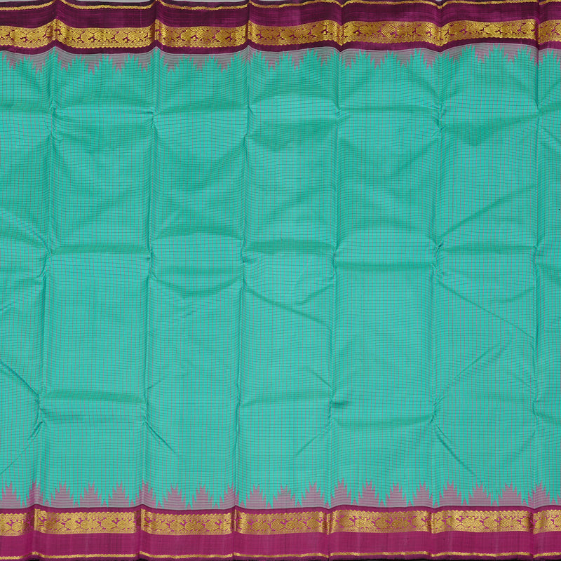 Hayagrivas Sky Blue Handloom Kanjivaram Silk Saree with Dark Purple Border KBD2091C2-1
