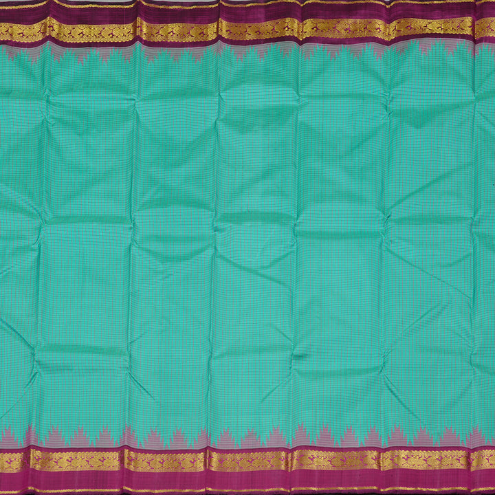 Hayagrivas Sky Blue Handloom Kanjivaram Silk Saree with Dark Purple Border KBD2091C2-1