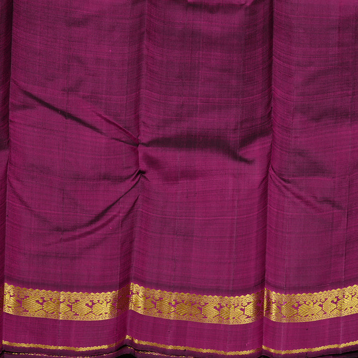 Hayagrivas Mustard Yellow Handloom Kanjivaram Silk Saree with Dark Purple Border KBD2091C2-2
