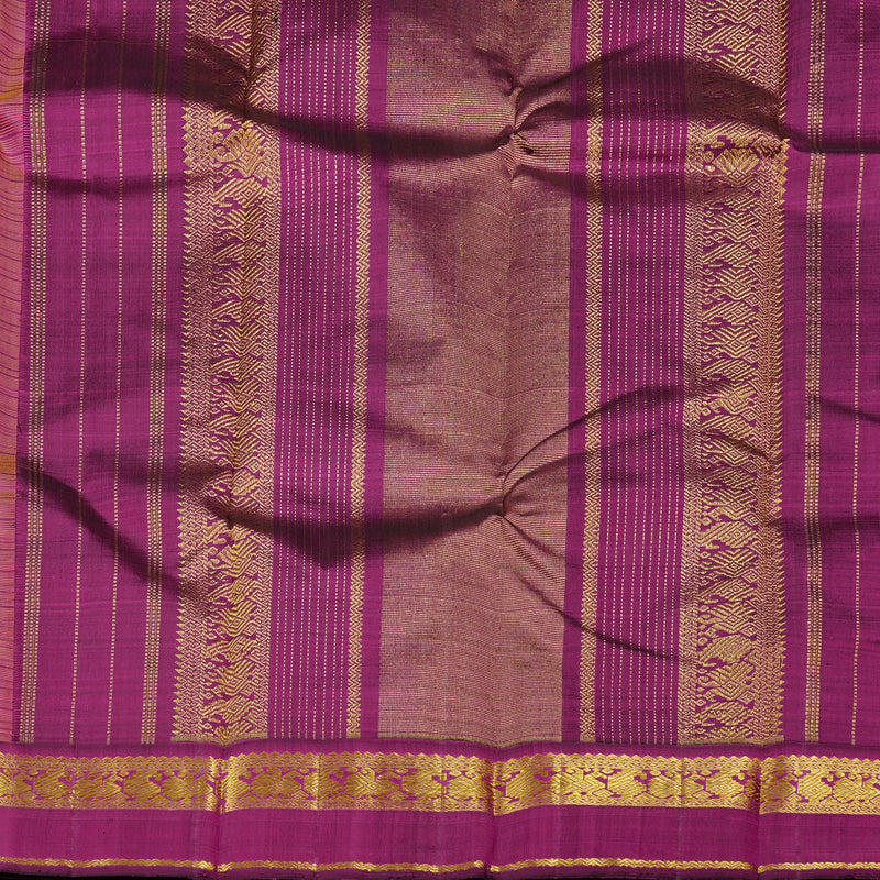 Hayagrivas Mustard Yellow Handloom Kanjivaram Silk Saree with Dark Purple Border KBD2091C2-2