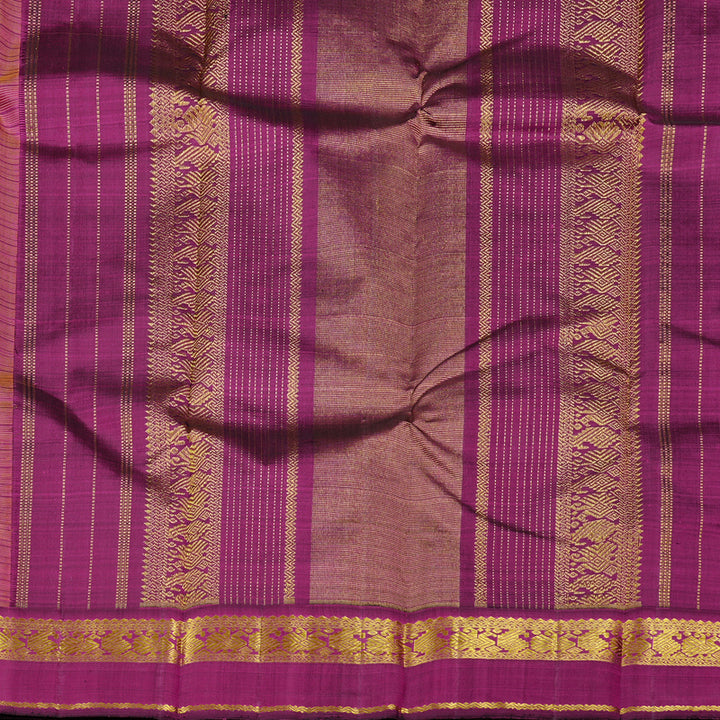 Hayagrivas Mustard Yellow Handloom Kanjivaram Silk Saree with Dark Purple Border KBD2091C2-2