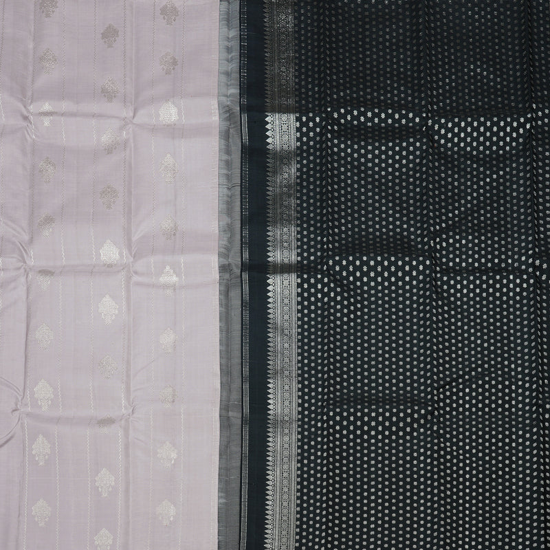 Hayagrivas Silver Grey Handloom Kanjivaram Silk Saree KBD2092C14-1