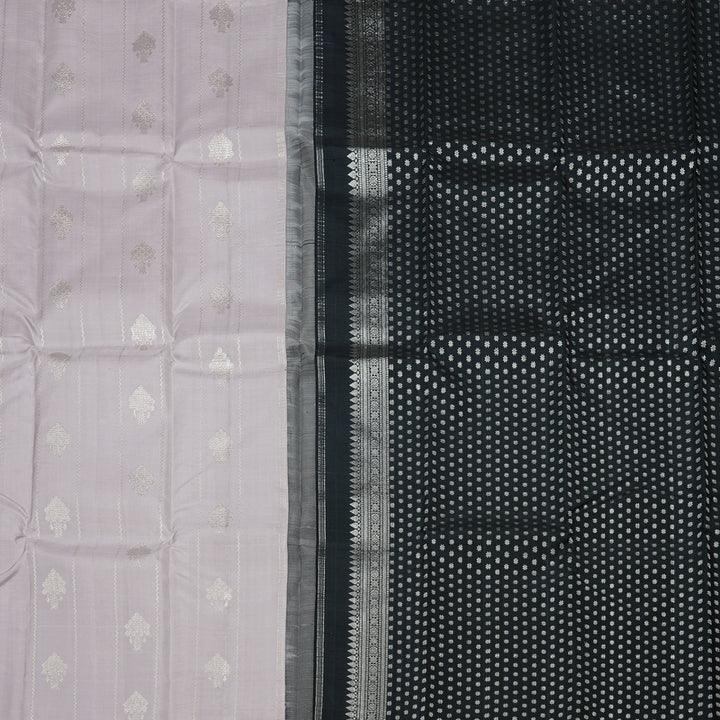 Hayagrivas Silver Grey Handloom Kanjivaram Silk Saree KBD2092C14-1