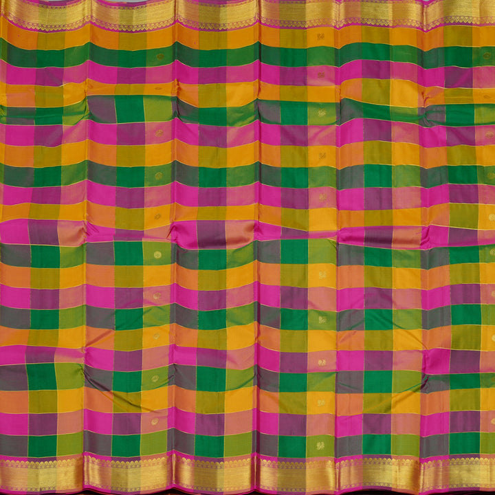 Hayagrivas Multi Colour Checks Handloom Kanjivaram Silk Saree KBD2094C12-2