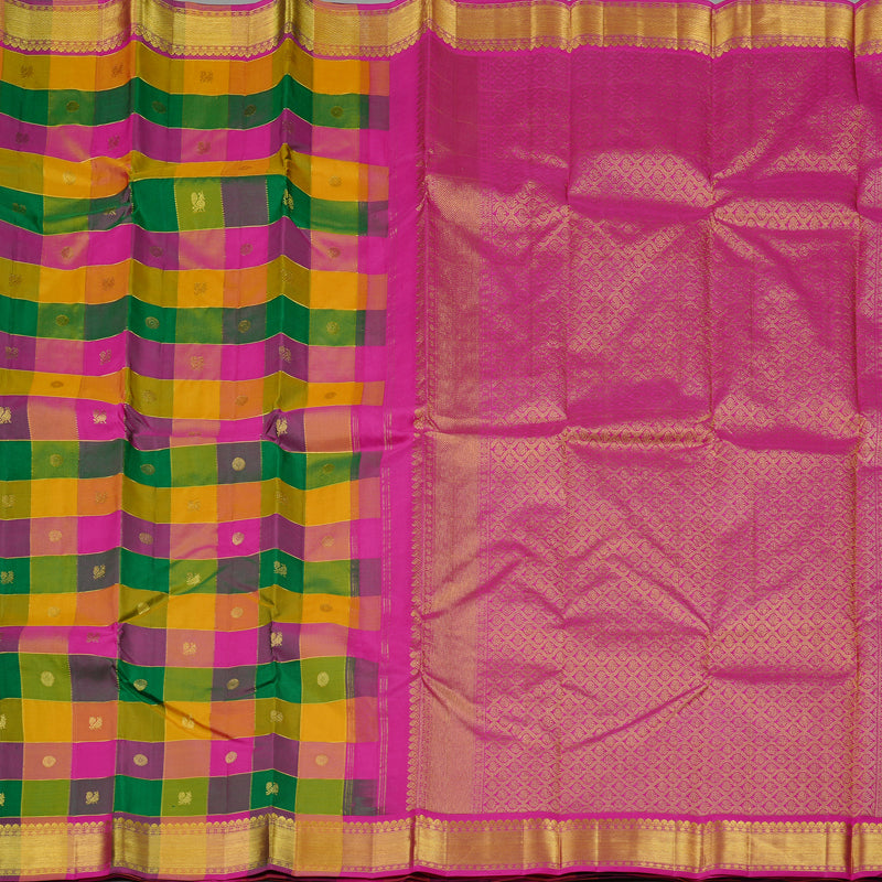 Hayagrivas Multi Colour Checks Handloom Kanjivaram Silk Saree KBD2094C12-2