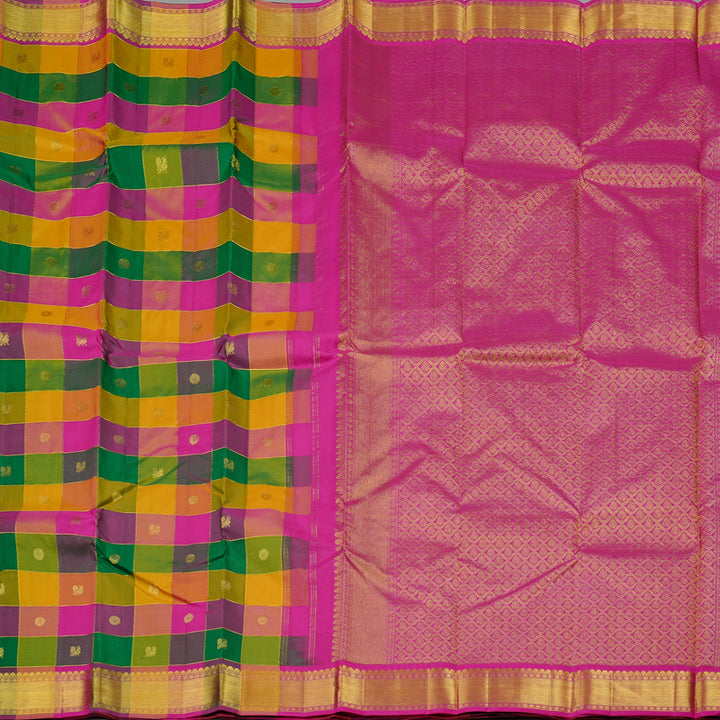 Hayagrivas Multi Colour Checks Handloom Kanjivaram Silk Saree KBD2094C12-2