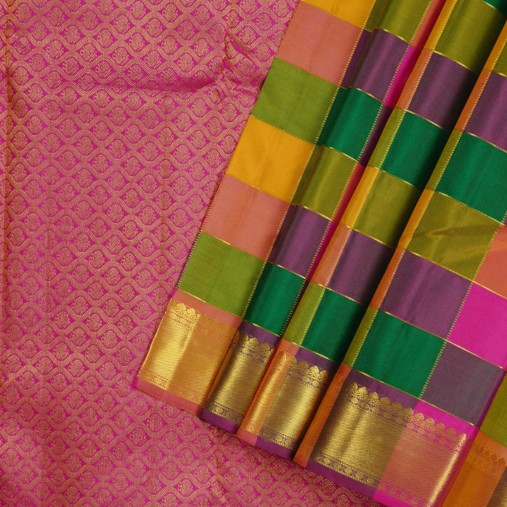 Hayagrivas Multi Colour Checks Handloom Kanjivaram Silk Saree KBD2094C12-2