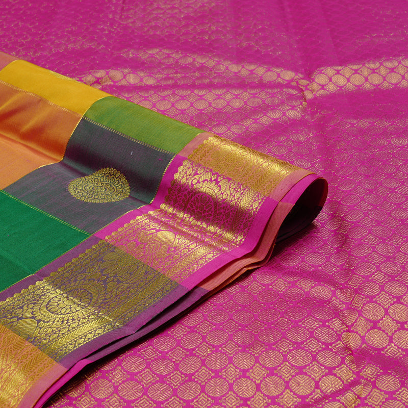 Hayagrivas Multi Colour Checks Handloom Kanjivaram Silk Saree KBD2094C12-6