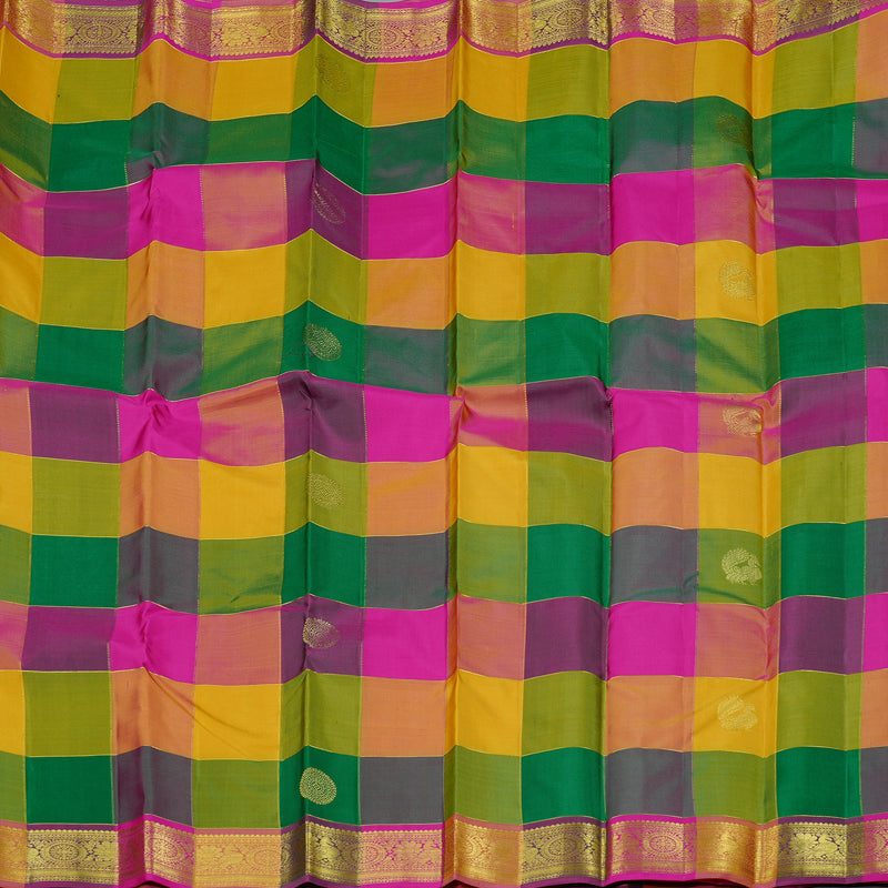 Hayagrivas Multi Colour Checks Handloom Kanjivaram Silk Saree KBD2094C12-6