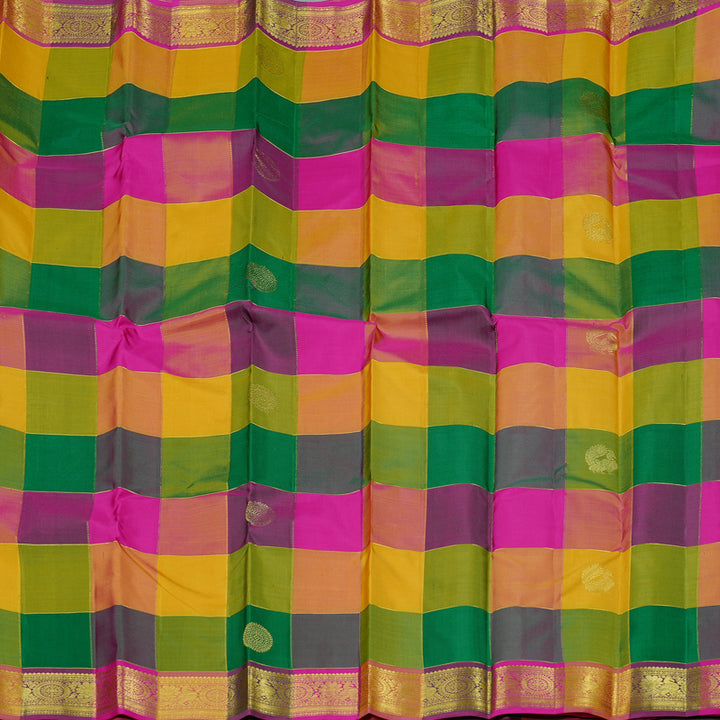 Hayagrivas Multi Colour Checks Handloom Kanjivaram Silk Saree KBD2094C12-6