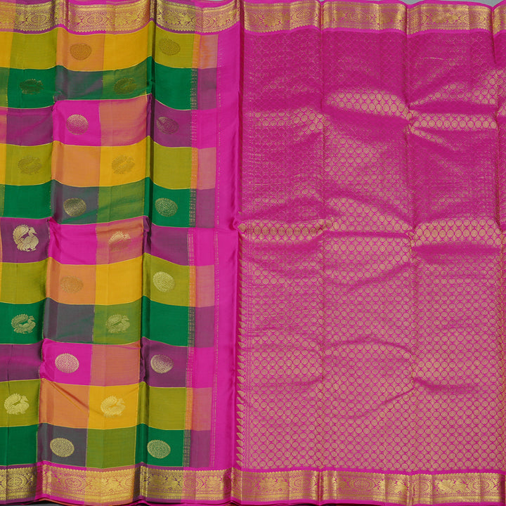 Hayagrivas Multi Colour Checks Handloom Kanjivaram Silk Saree KBD2094C12-6