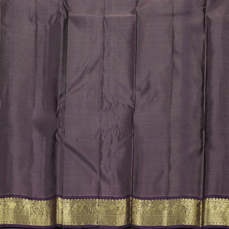 Hayagrivas Orange Handloom Kanjivaram Silk Saree with Dark Plum Purple Border KBD2094C16-1