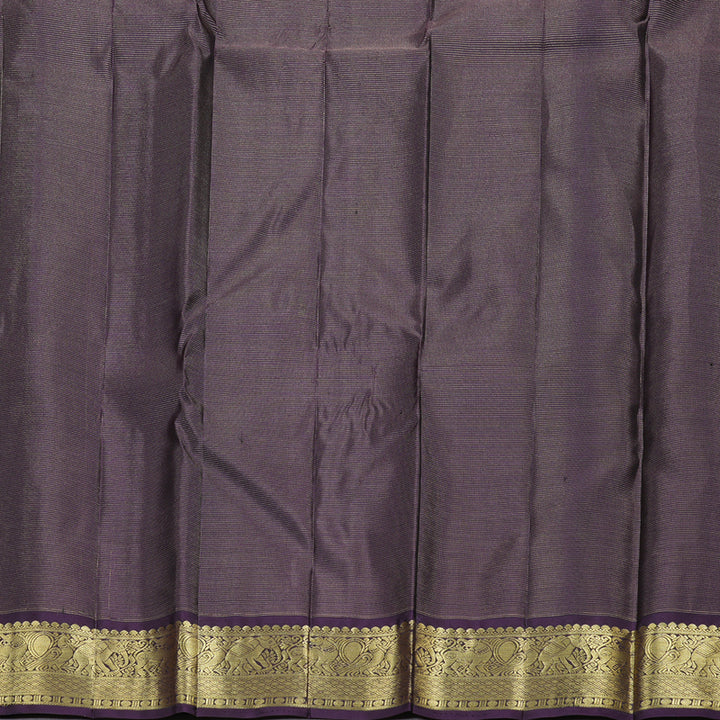 Hayagrivas Orange Handloom Kanjivaram Silk Saree with Dark Plum Purple Border KBD2094C16-1