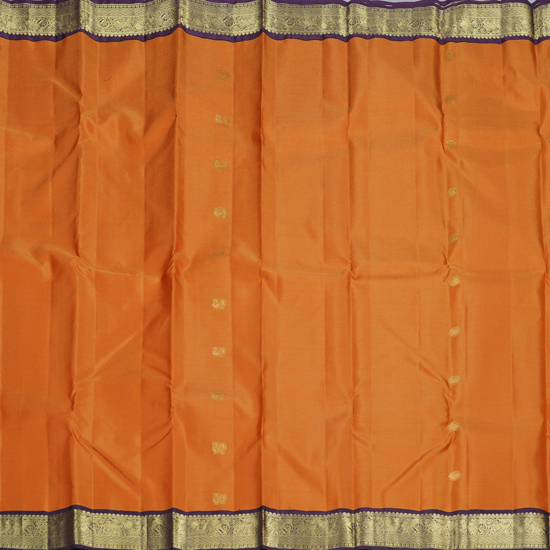 Hayagrivas Orange Handloom Kanjivaram Silk Saree with Dark Plum Purple Border KBD2094C16-1