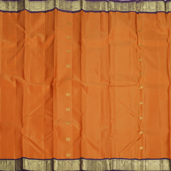 Hayagrivas Orange Handloom Kanjivaram Silk Saree with Dark Plum Purple Border KBD2094C16-1