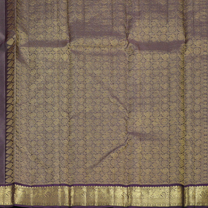 Hayagrivas Orange Handloom Kanjivaram Silk Saree with Dark Plum Purple Border KBD2094C16-1